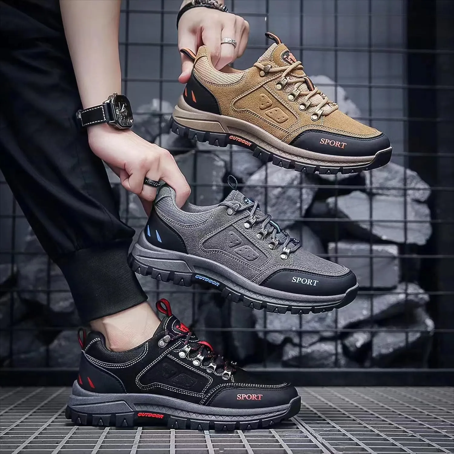 Hiking Boots Mens Working Shoes Winter Boots Snow Shoes Casual Lightweight Waterproof Snow Boots All-Terrain Breathable Outdoor Ankle Boots Trekking Hiking Shoes hiking boots hiking boots men