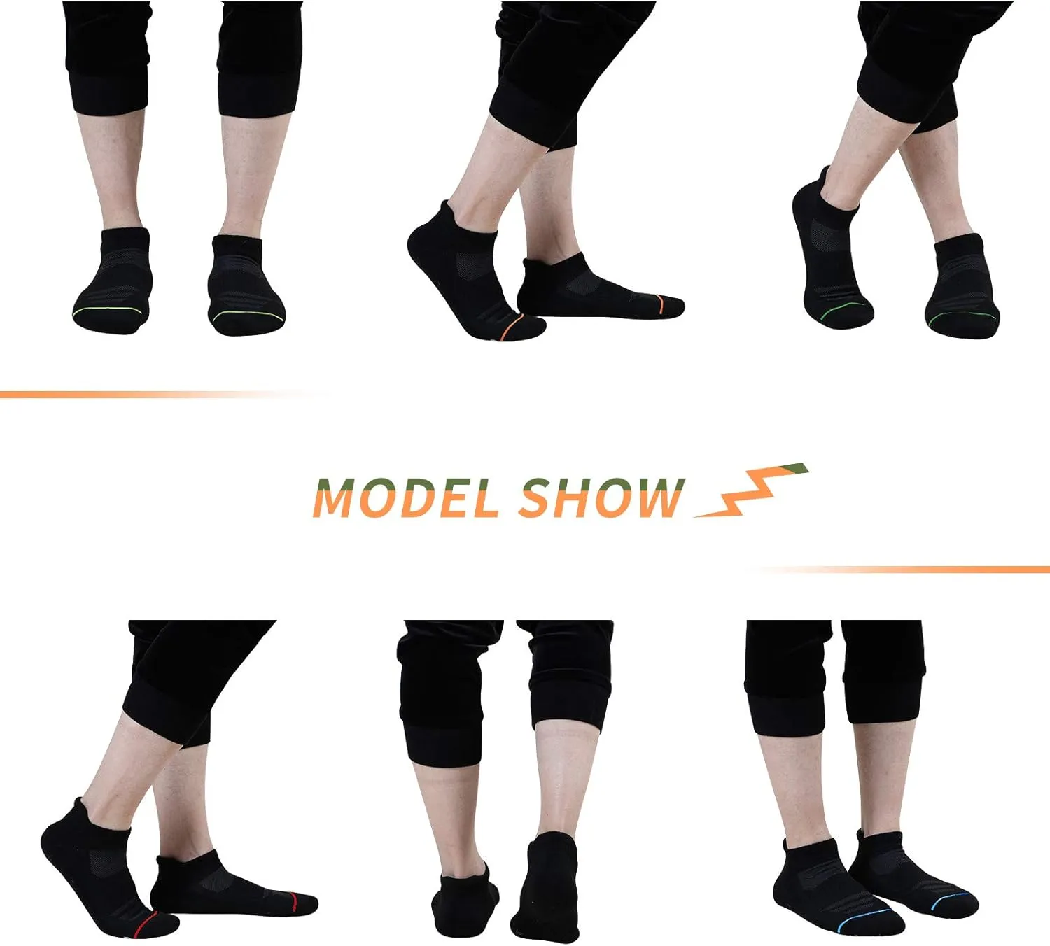 JOYNÉE Mens Ankle Athletic Low Cut Socks Running Sports Cushioned Sock for Men 6 Pack
