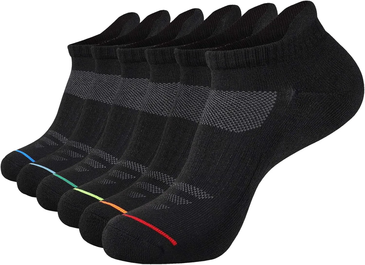 JOYNÉE Mens Ankle Athletic Low Cut Socks Running Sports Cushioned Sock for Men 6 Pack