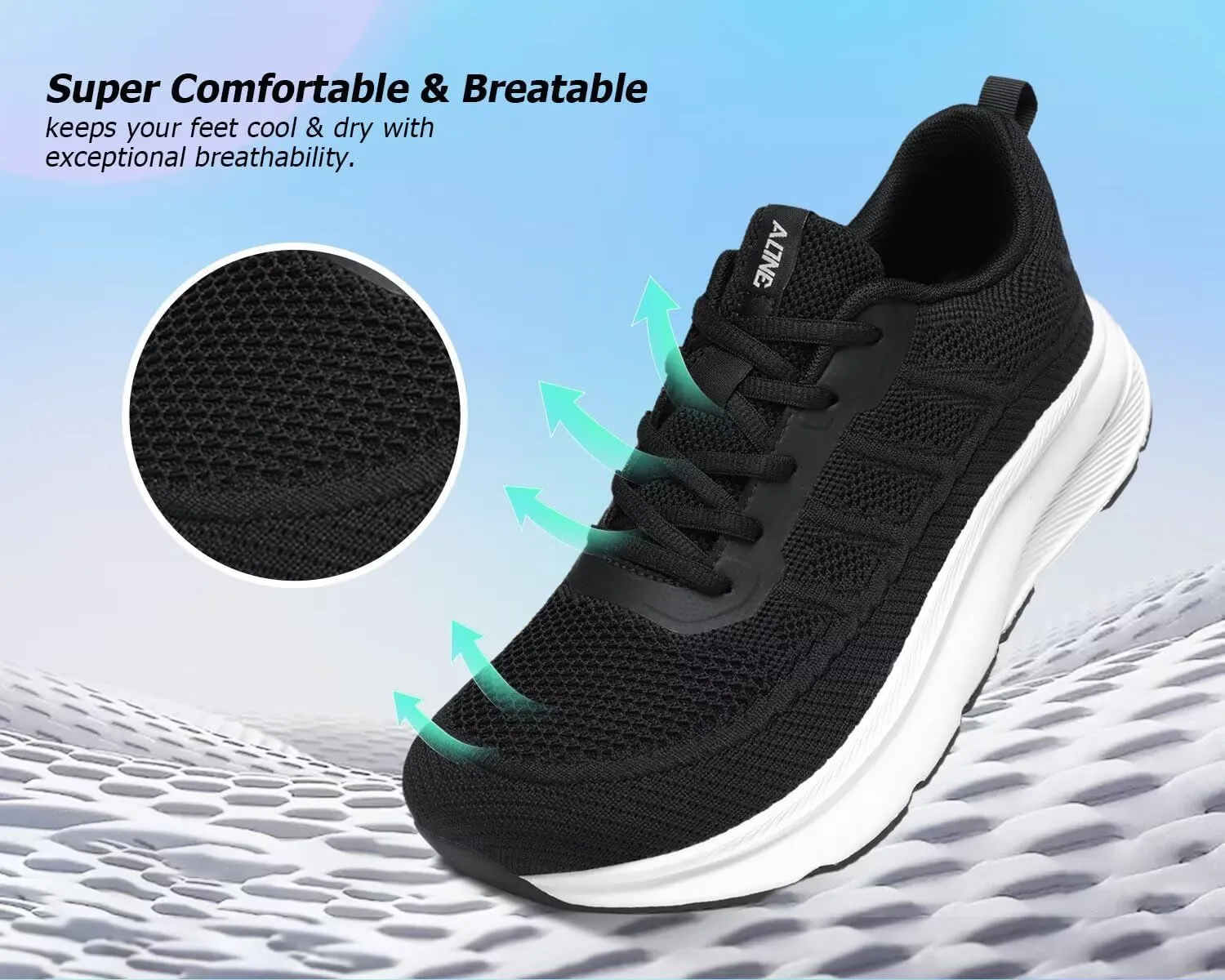KDN Men's Wide Toe Box Shoes Cushioned Road Running Shoes Non Slip Mens Walking Sneakers for Wide Feet Comfortable Athletic Gym Workout Shoes Wide Width