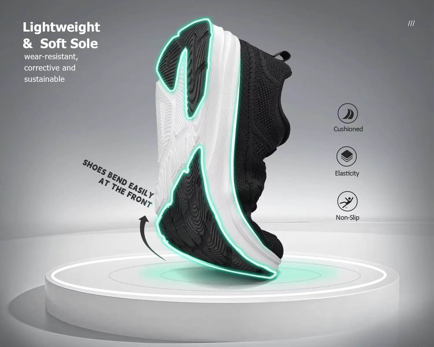 KDN Men's Wide Toe Box Shoes Cushioned Road Running Shoes Non Slip Mens Walking Sneakers for Wide Feet Comfortable Athletic Gym Workout Shoes Wide Width