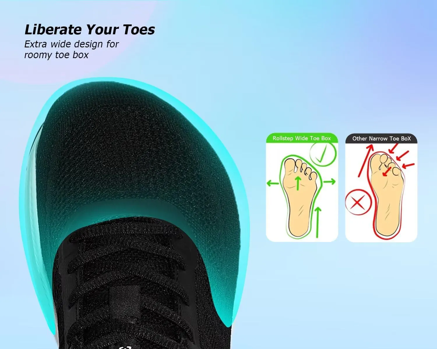 KDN Men's Wide Toe Box Shoes Cushioned Road Running Shoes Non Slip Mens Walking Sneakers for Wide Feet Comfortable Athletic Gym Workout Shoes Wide Width