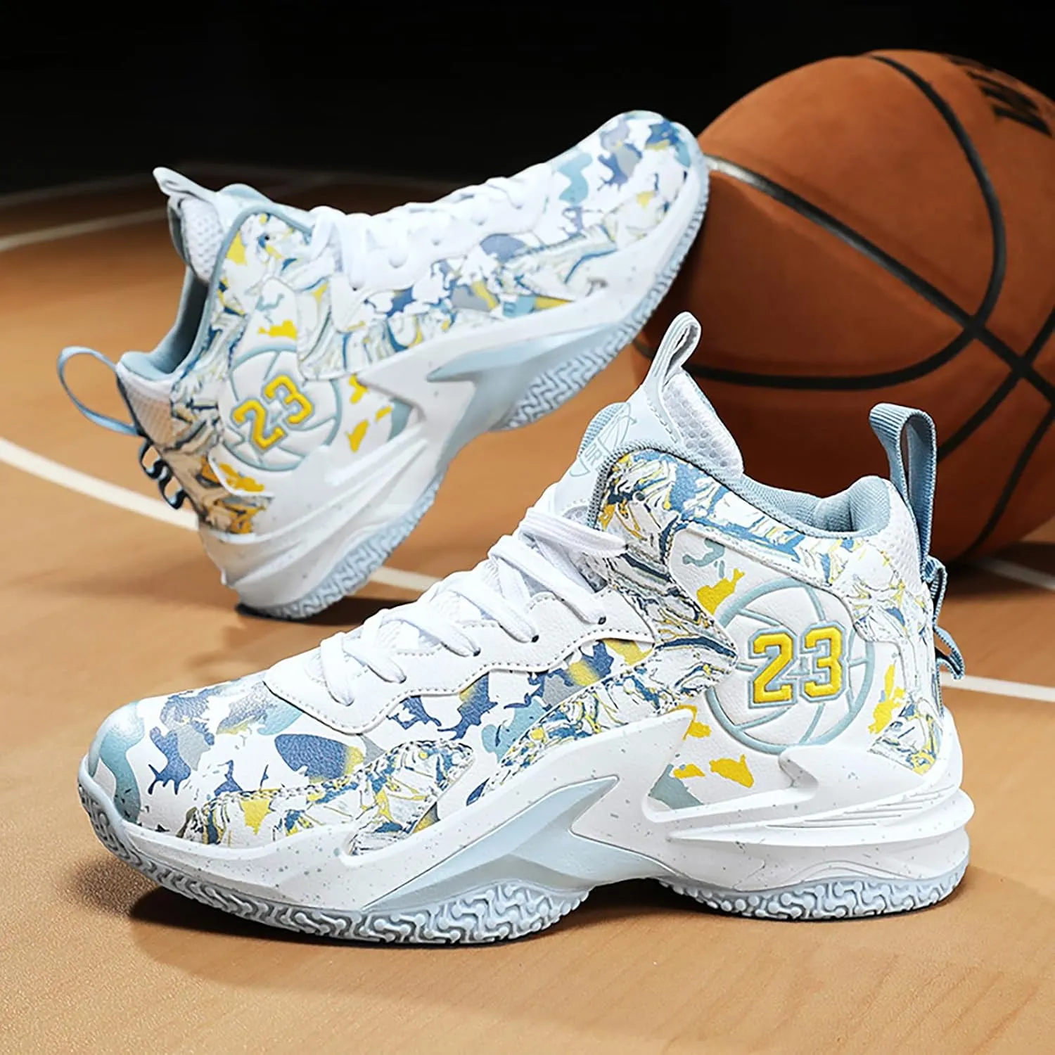 Kids Basketball Shoes High Top Youth Fashion Sneakers Girls Casual Sports Basketball Shoes Breathable Comfortable Boys Sneakers for Big Kids