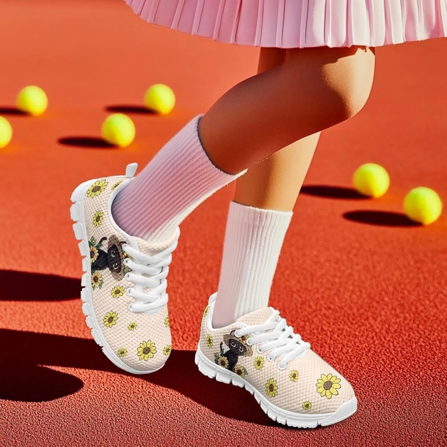 Kids Tennis Shoes Lightweight Athletic Running Shoes Non Slip Breathable Girls Students Sports Sneakers Walking Shoes
