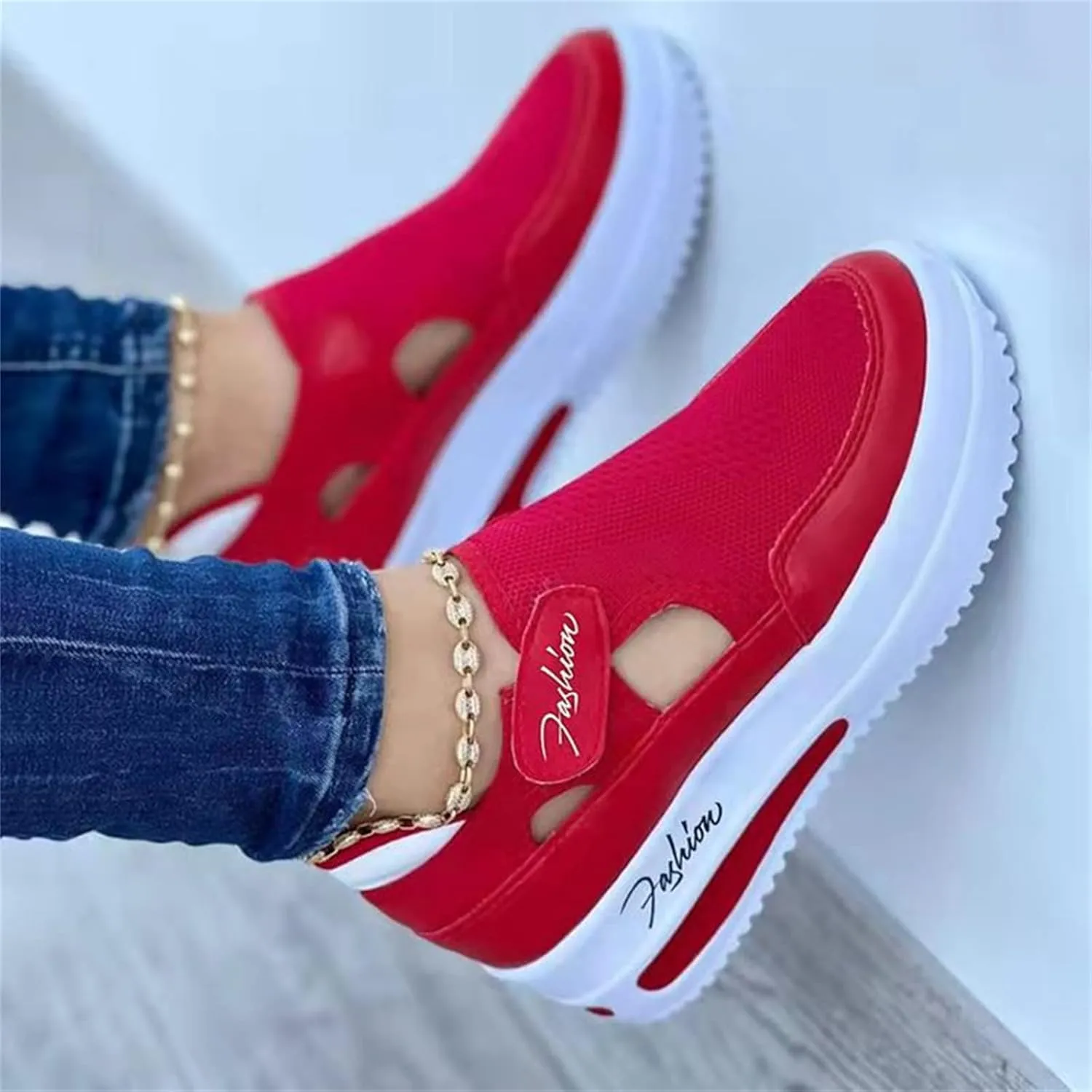 Ladmiple Shoes For Women Slip On Sneakers Running Shoes Non Slip Tennis Walking Sneakers Fashion Slip On Platform Shoes