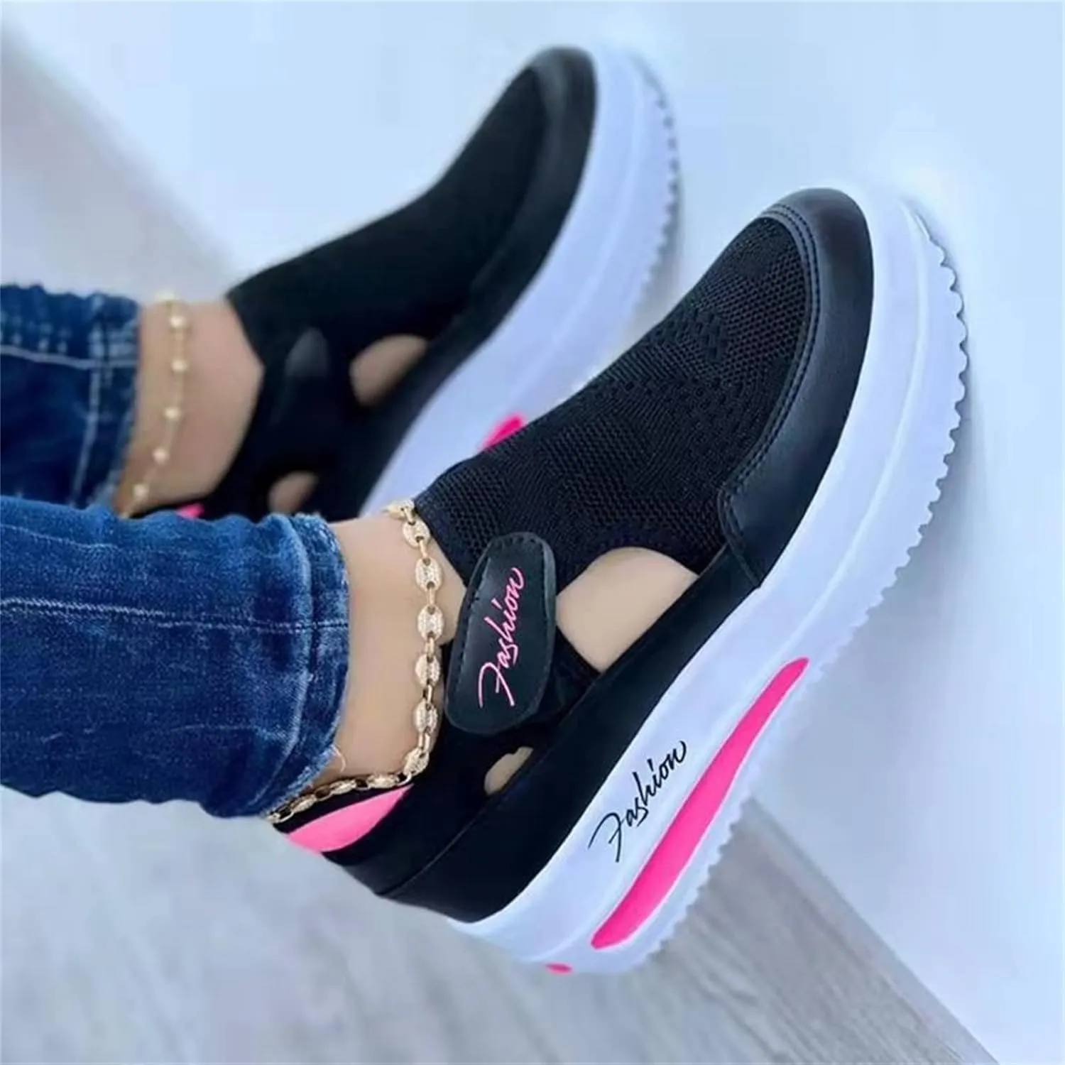 Ladmiple Shoes For Women Slip On Sneakers Running Shoes Non Slip Tennis Walking Sneakers Fashion Slip On Platform Shoes