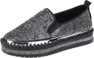 Ladmiple Slip On Sneakers Women Wide Width Size 11 Women’s Canvas Slip On Shoes Sneakers for Women Fashion Comfortable Dressy Casual Summer Low Top Platform Walking Flats Loafers