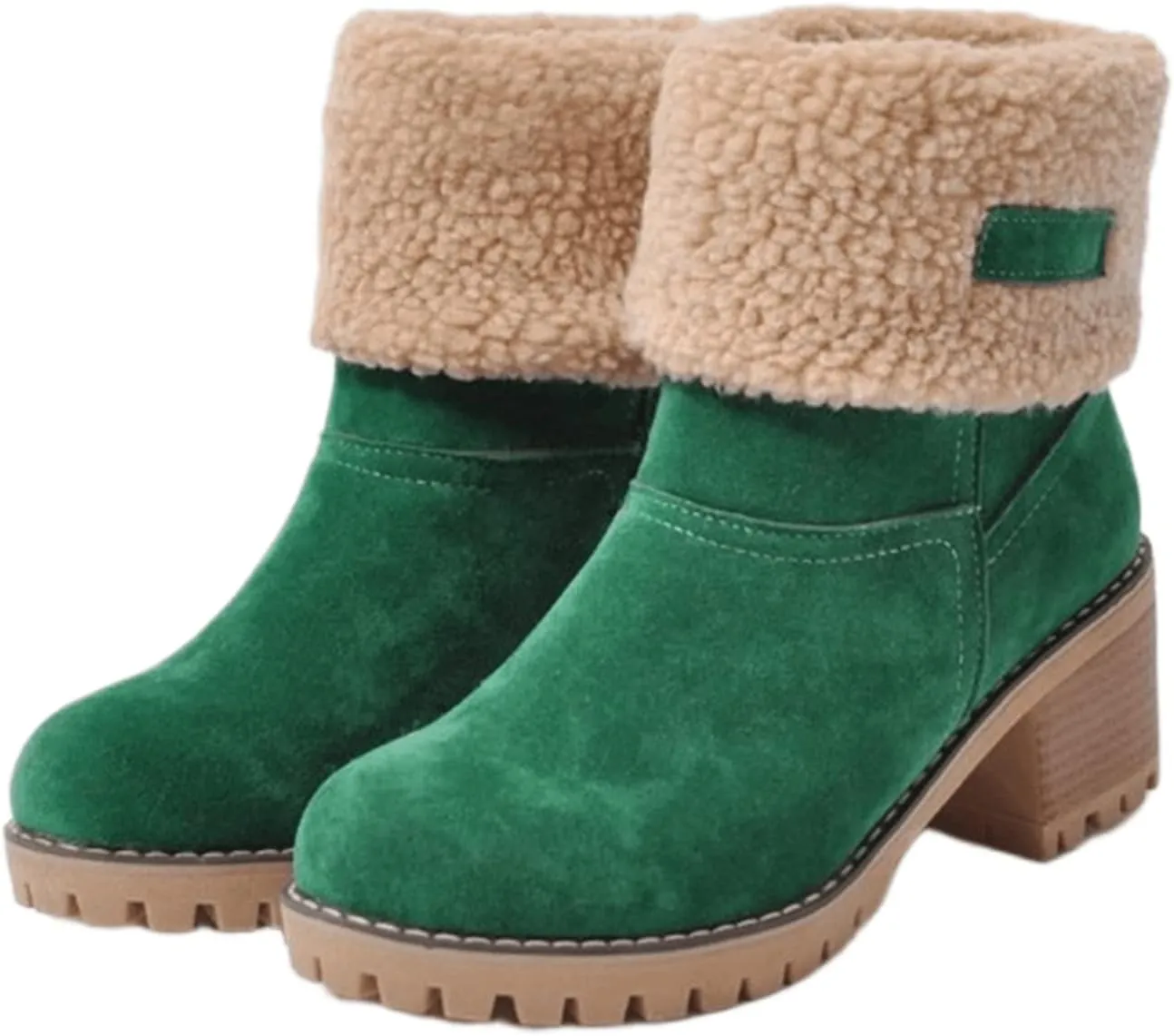 Ladmiple Snow Boots For Women 2023 Trendy Winter Warm Mid Calf Ankle Booties Slip On Fur Lined Fashion Casual Walking Shoes