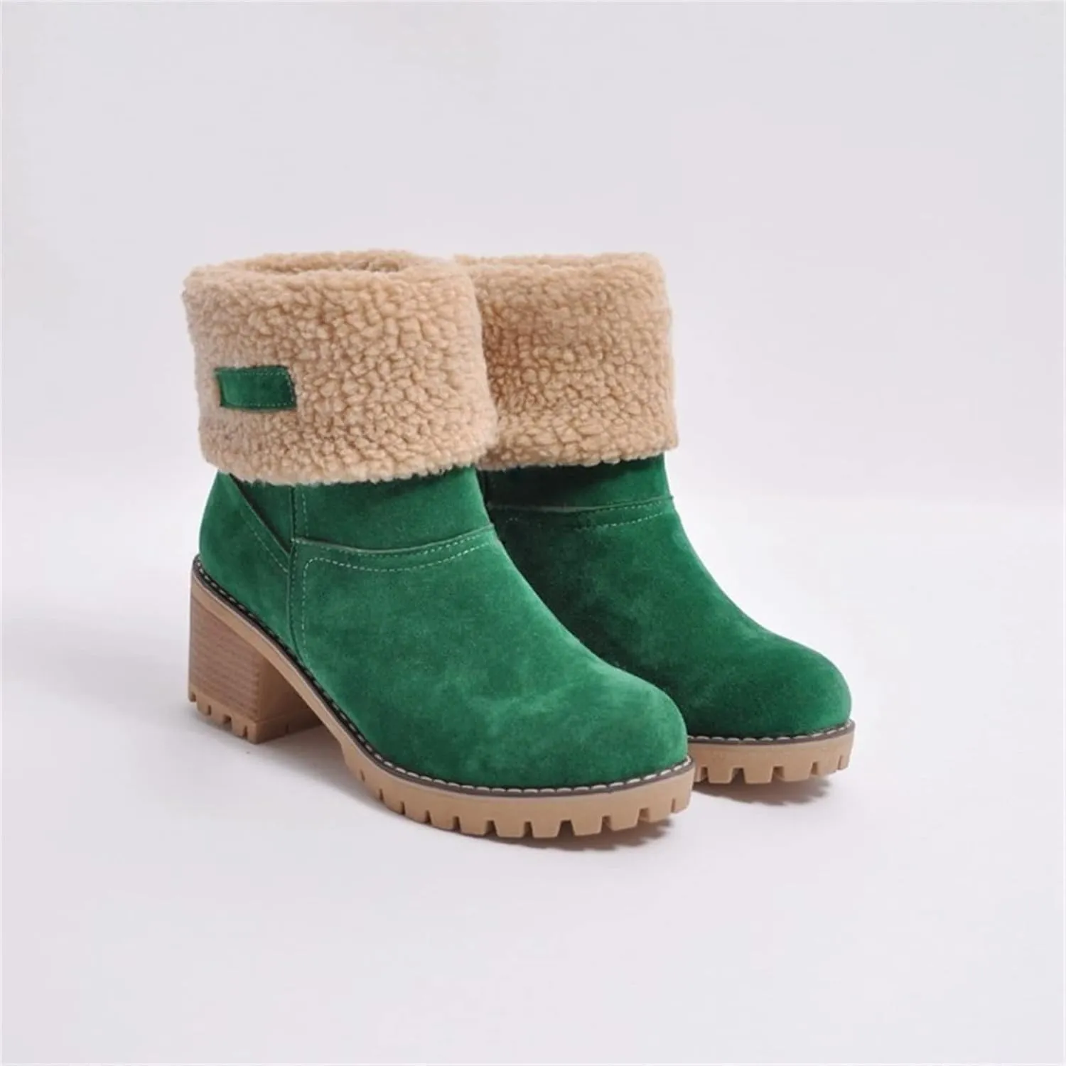 Ladmiple Snow Boots For Women 2023 Trendy Winter Warm Mid Calf Ankle Booties Slip On Fur Lined Fashion Casual Walking Shoes