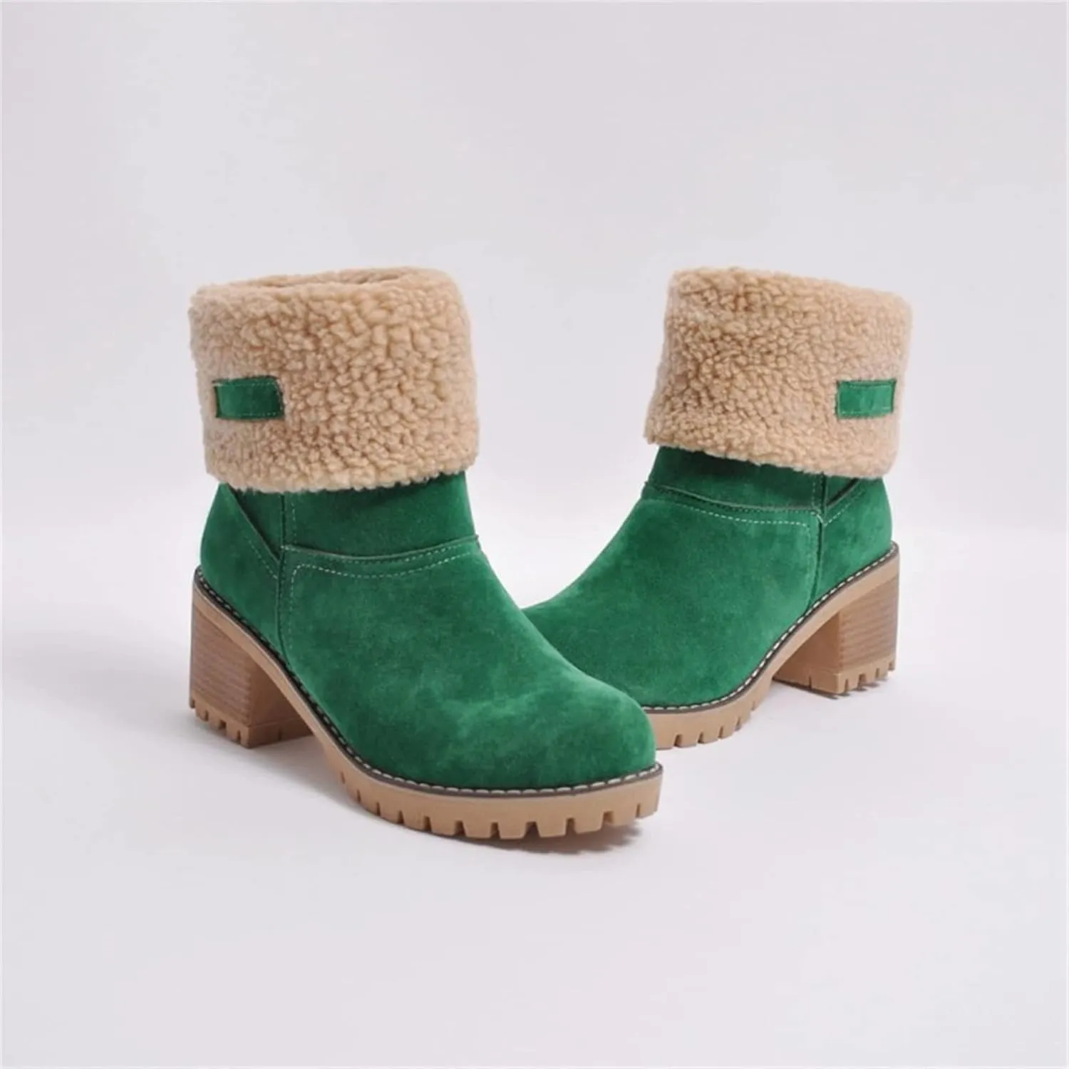 Ladmiple Snow Boots For Women 2023 Trendy Winter Warm Mid Calf Ankle Booties Slip On Fur Lined Fashion Casual Walking Shoes