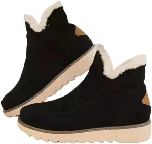 Ladmiple Trending Winter Boots For Women 2024 Snow Warm Ankle Booties Comfortable Slip On Outdoor Fur Lined Loafers Shoes