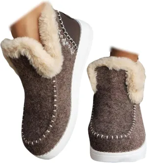 Ladmiple Winter Boots For Women 2024 Dressy Snow Boots Warm Ankle Booties Comfortable Slip On Outdoor Fur Lined Loafers Shoes