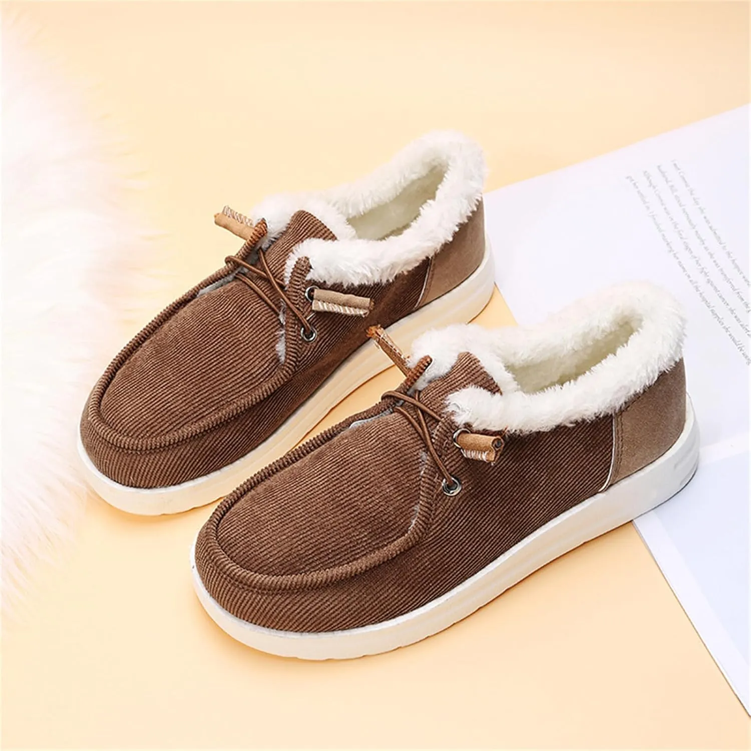 Ladmiple Winter Boots For Women Cute Warm Fur Lined Snow Boots Slip On Comfortable Fashion Outdoor Short Ankle Booties