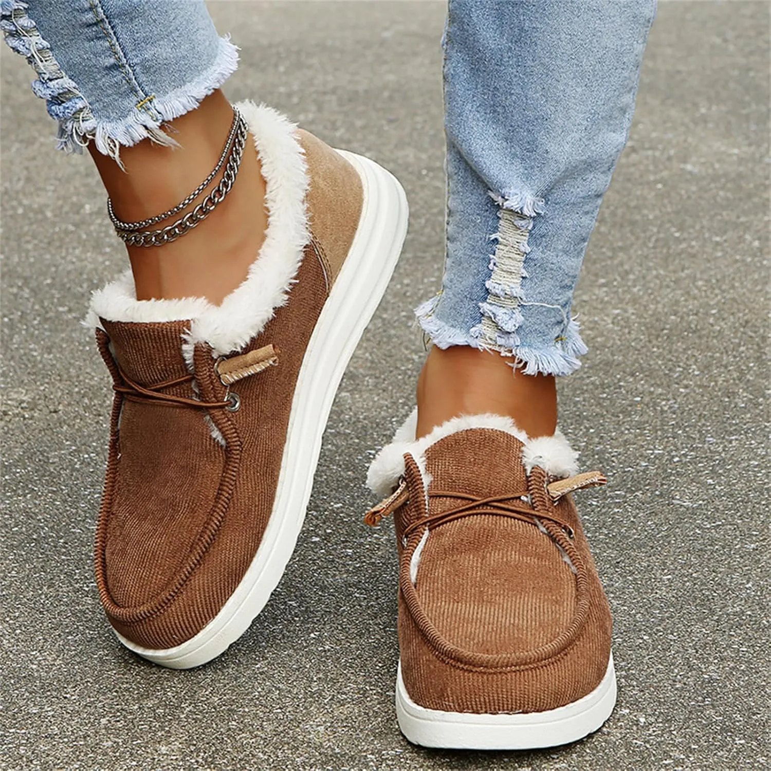 Ladmiple Winter Boots For Women Cute Warm Fur Lined Snow Boots Slip On Comfortable Fashion Outdoor Short Ankle Booties
