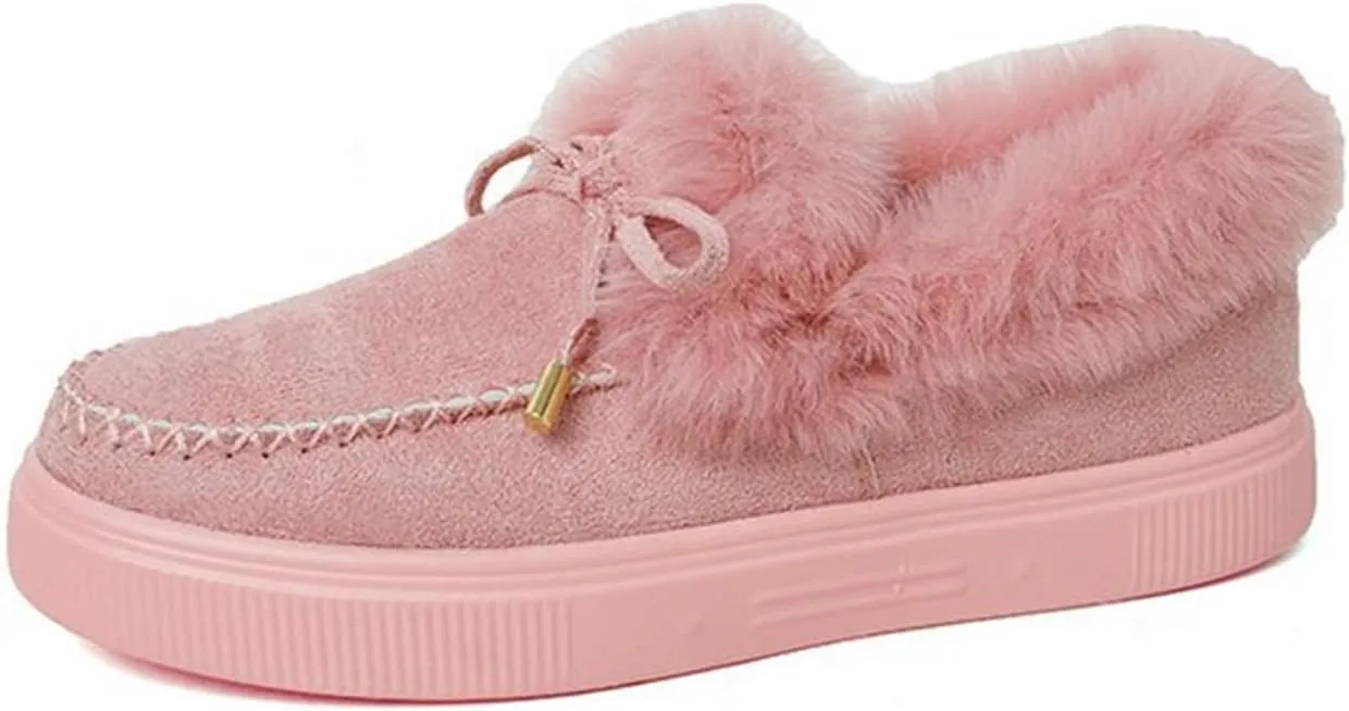 Ladmiple Winter Boots For Women Wide Width Snow Boots Warm Ankle Booties Comfort Slip On Outdoor Fur Lined Walking Shoes