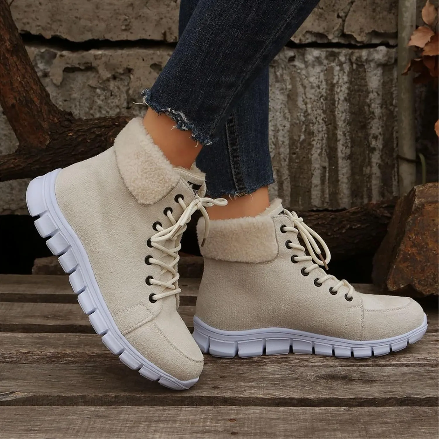 Ladmiple Winter Dress Boots For Women 2024 Casual Slip-on Warm Loafers Shoes Faux Fur-Lined Comfortable Snow Ankle Booties
