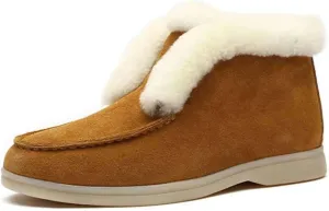 Ladmiple Winter Dress Boots For Women 2024 Snow Warm Ankle Booties Slip On Outdoor Fur Lined Comfortable Casual Loafers Shoes
