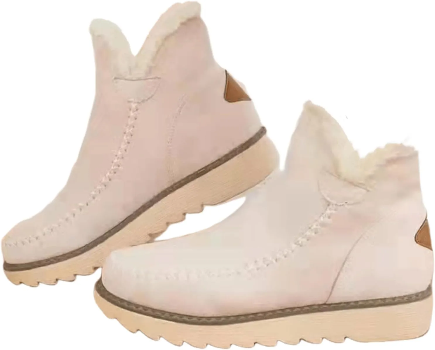 Ladmiple Winter Fashion Boots For Women 2024 Slip On Warm Snow Ankle Booties Fur Lined Outdoor Comfortable Loafers Shoes