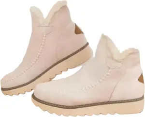 Ladmiple Winter Fashion Boots For Women 2024 Slip On Warm Snow Ankle Booties Fur Lined Outdoor Comfortable Loafers Shoes