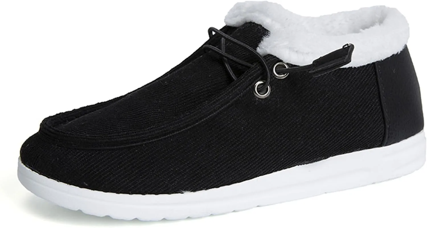 Lausiuoe Winter Boots For Women 2022 Trendy Warm Fuzzy Snow Ankle Booties Flat Cute Silp On Casual Loafers Sneakers