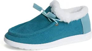 Lausiuoe Winter Boots For Women 2022 Trendy Warm Fuzzy Snow Ankle Booties Flat Cute Silp On Casual Loafers Sneakers