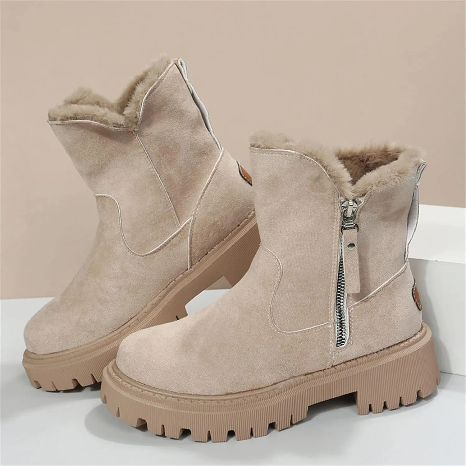 Lausiuoe Winter Boots For Women Fashion 2022 Womens Warm Fur Lined Snow Outdoor Booties Casual Trendy Comfortable Fuzzy Shoes