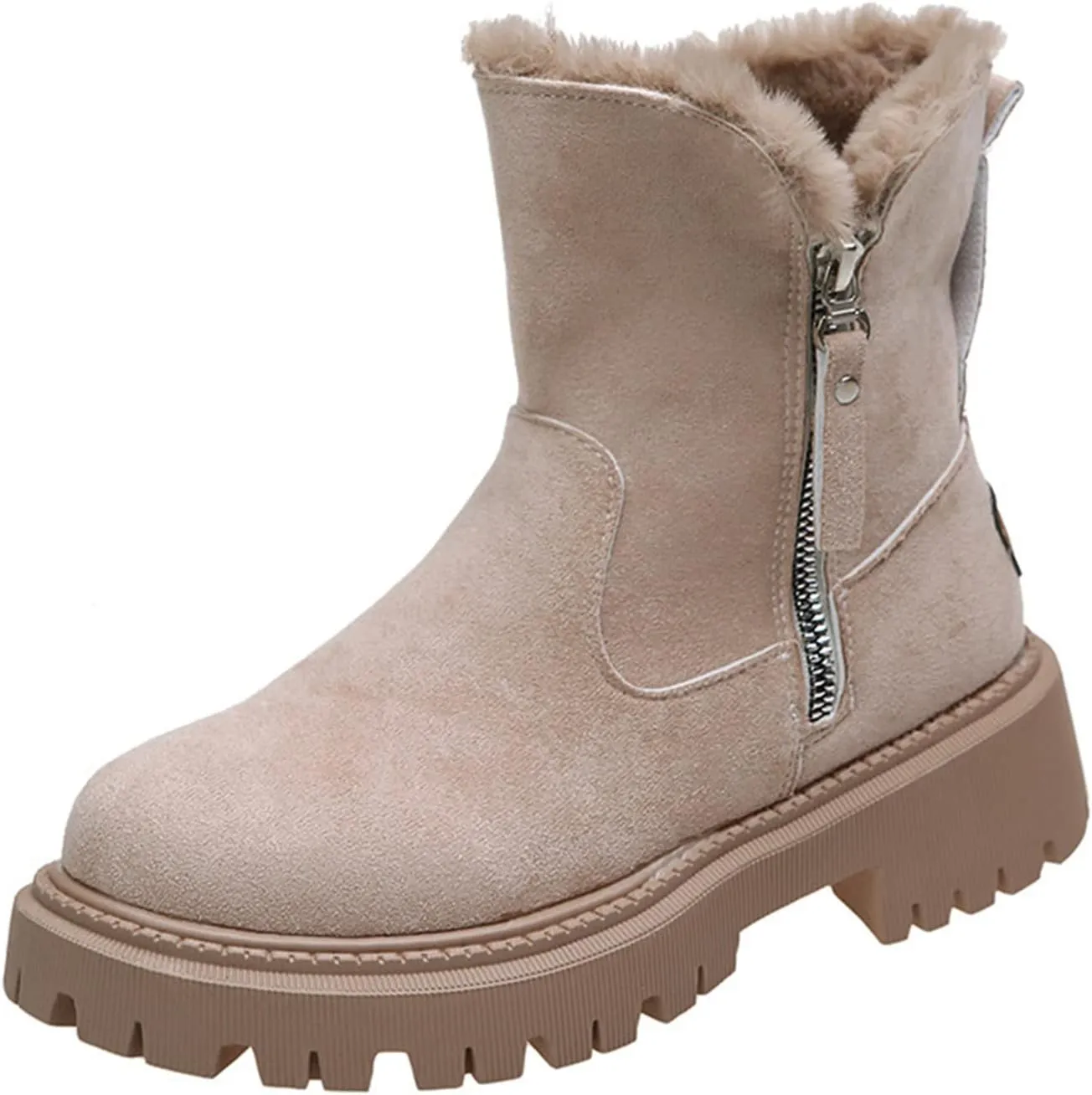 Lausiuoe Winter Boots For Women Fashion 2022 Womens Warm Fur Lined Snow Outdoor Booties Casual Trendy Comfortable Fuzzy Shoes