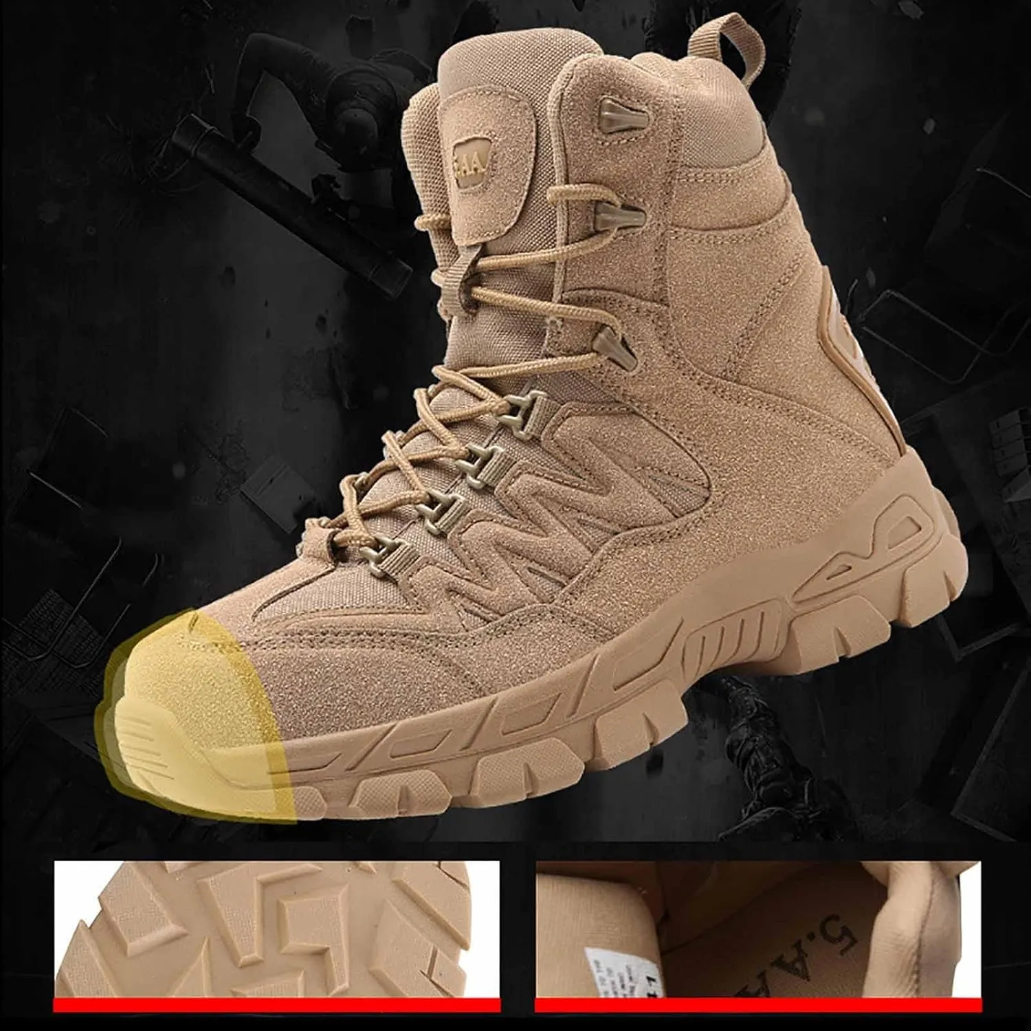 Lightweight Military Boots, Durable Army Combat Boots with Sports Socks Outdoor Army Hunting Jungle Hiking Boots Men's Military Tactical Boots