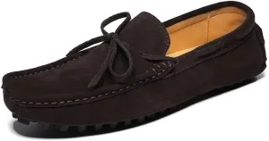 Loafers for Men Round Toe Nubuck Leather Driving Loafers Flat Heel Flexible Resistant Wedding Slip On