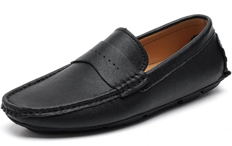Loafers for Men Round Toe Penny Loafers Simple Leather Resistant Flexible Lightweight Wedding Walking Slip On