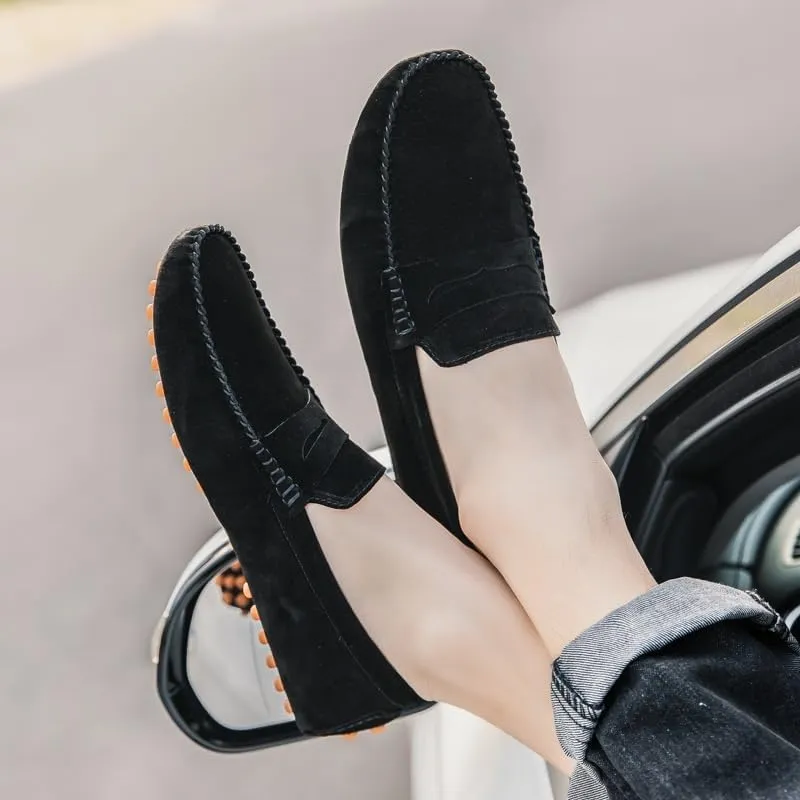 Loafers for Men Round Toe Suede Penny Driving Loafers Flexible Flat Heel Comfortable Outdoor Fashion Slip-on