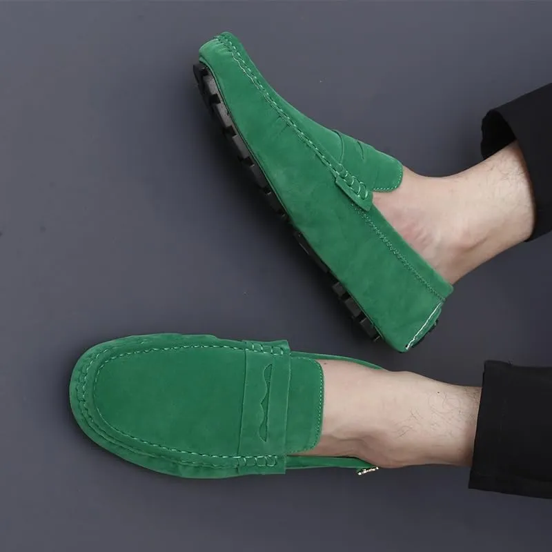 Loafers for Men Round Toe Suede Vamp Penny Driving Loafers Flexible Anti-Slip Resistant Walking Slip On