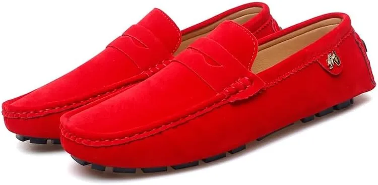 Loafers for Men Round Toe Suede Vamp Penny Driving Loafers Flexible Anti-Slip Resistant Walking Slip On