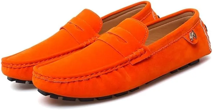 Loafers for Men Round Toe Suede Vamp Penny Driving Loafers Flexible Anti-Slip Resistant Walking Slip On