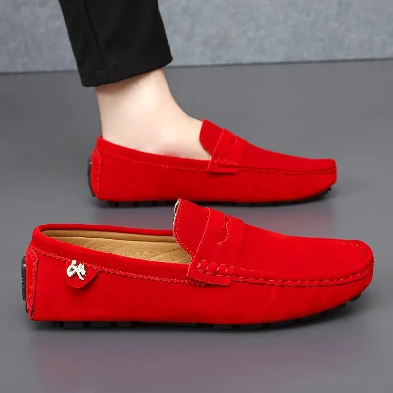 Loafers for Men Round Toe Suede Vamp Penny Driving Loafers Flexible Anti-Slip Resistant Walking Slip On