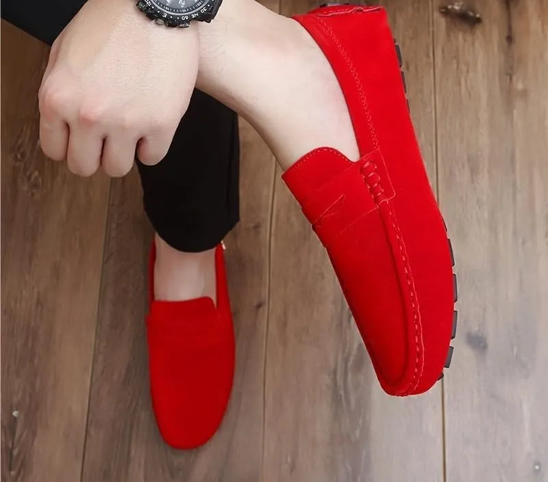 Loafers for Men Round Toe Suede Vamp Penny Driving Loafers Flexible Anti-Slip Resistant Walking Slip On