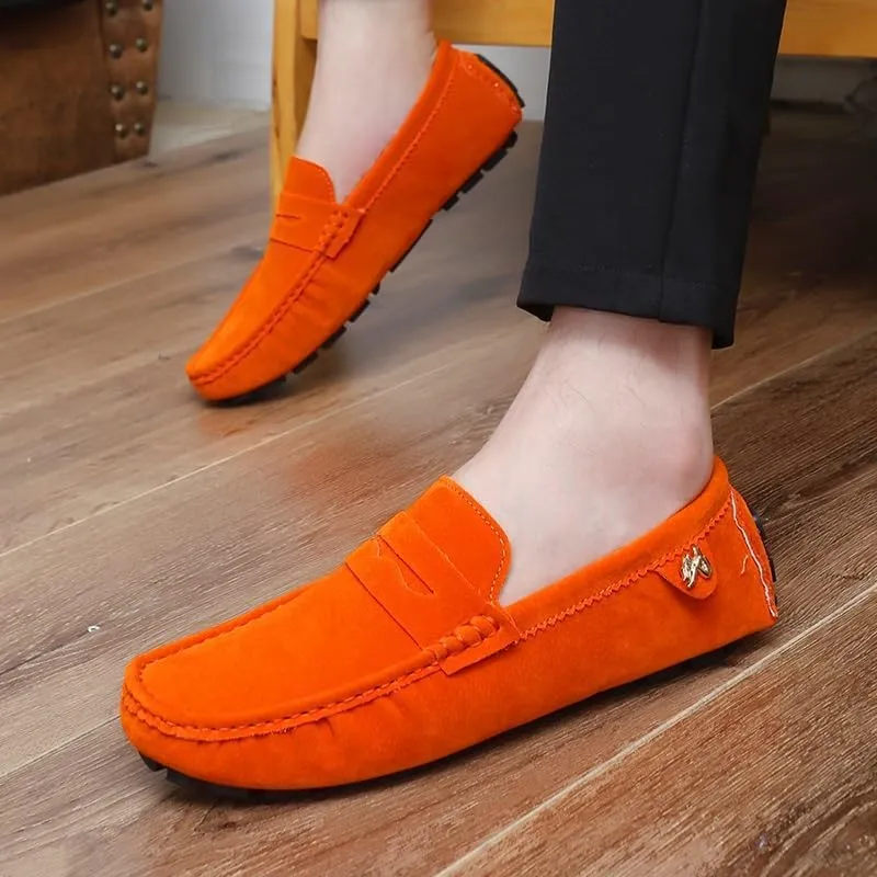 Loafers for Men Round Toe Suede Vamp Penny Driving Loafers Flexible Anti-Slip Resistant Walking Slip On
