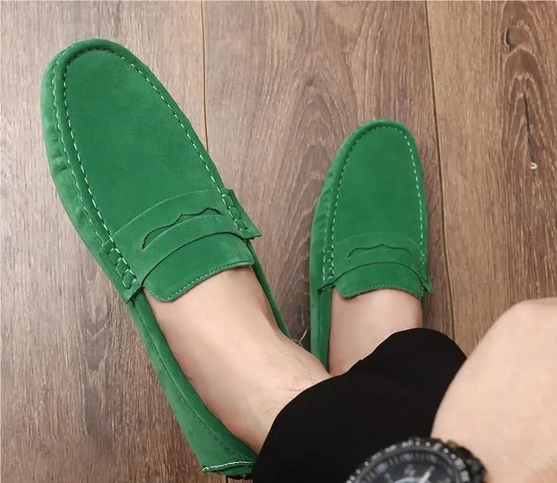 Loafers for Men Round Toe Suede Vamp Penny Driving Loafers Flexible Anti-Slip Resistant Walking Slip On