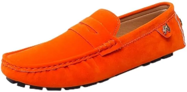 Loafers for Men Round Toe Suede Vamp Penny Driving Loafers Flexible Anti-Slip Resistant Walking Slip On