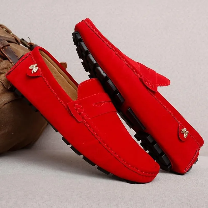 Loafers for Men Round Toe Suede Vamp Penny Driving Loafers Flexible Anti-Slip Resistant Walking Slip On
