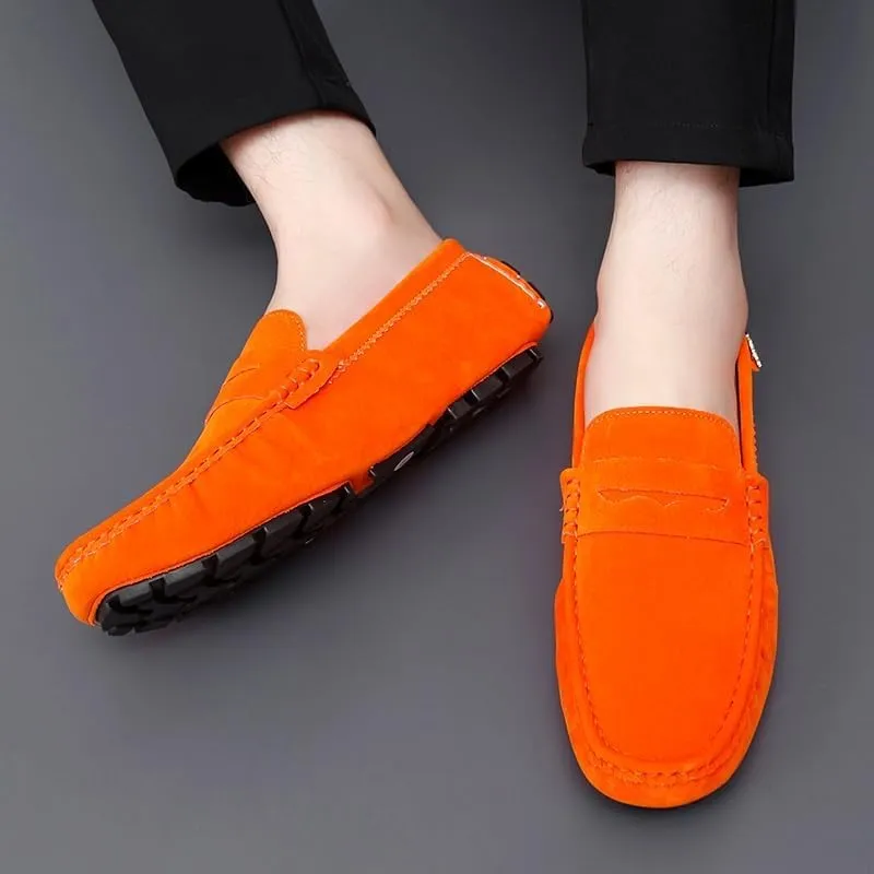 Loafers for Men Round Toe Suede Vamp Penny Driving Loafers Flexible Anti-Slip Resistant Walking Slip On