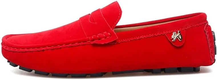 Loafers for Men Round Toe Suede Vamp Penny Driving Loafers Flexible Anti-Slip Resistant Walking Slip On