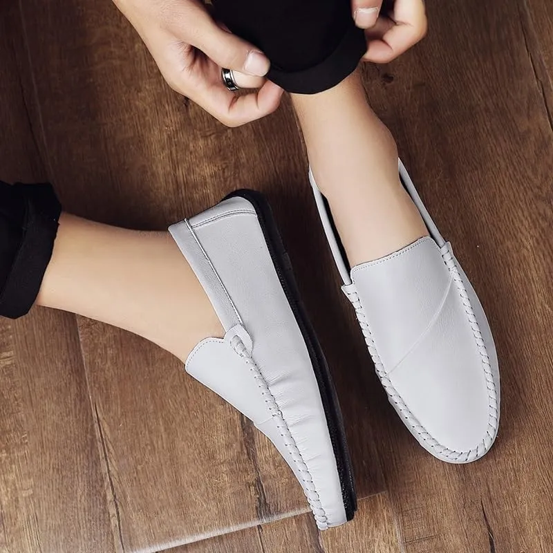 Loafers for Men Round Toe Vegan Leather Driving Style Loafer Anti-Slip Flexible Lightweight Wedding Slip-on