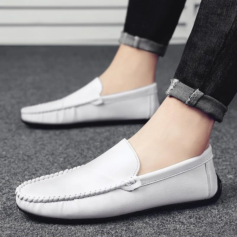 Loafers for Men Round Toe Vegan Leather Driving Style Loafer Anti-Slip Flexible Lightweight Wedding Slip-on