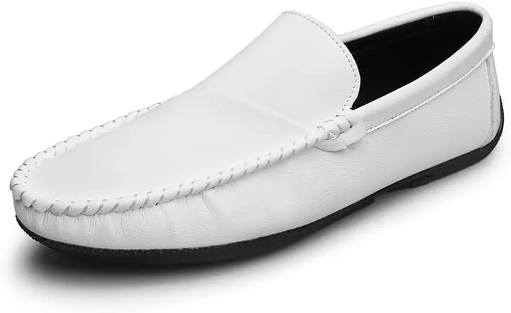 Loafers for Men Round Toe Vegan Leather Driving Style Loafer Anti-Slip Flexible Lightweight Wedding Slip-on