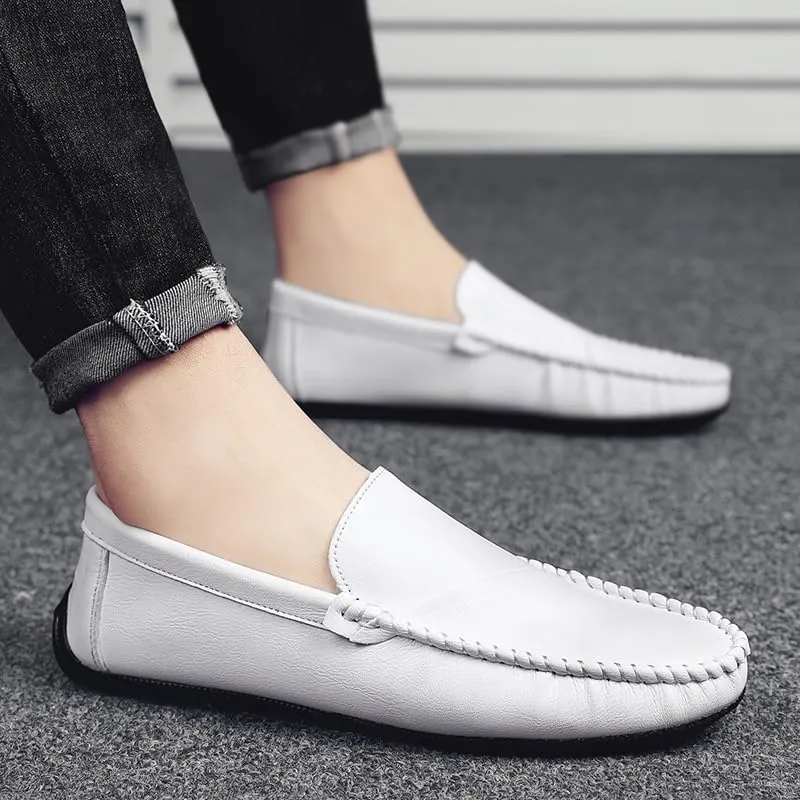 Loafers for Men Round Toe Vegan Leather Driving Style Loafer Anti-Slip Flexible Lightweight Wedding Slip-on