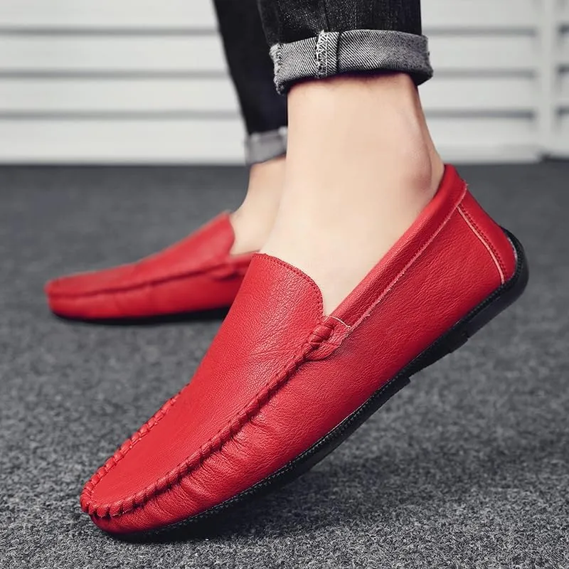Loafers for Men Round Toe Vegan Leather Driving Style Loafer Anti-Slip Flexible Lightweight Wedding Slip-on