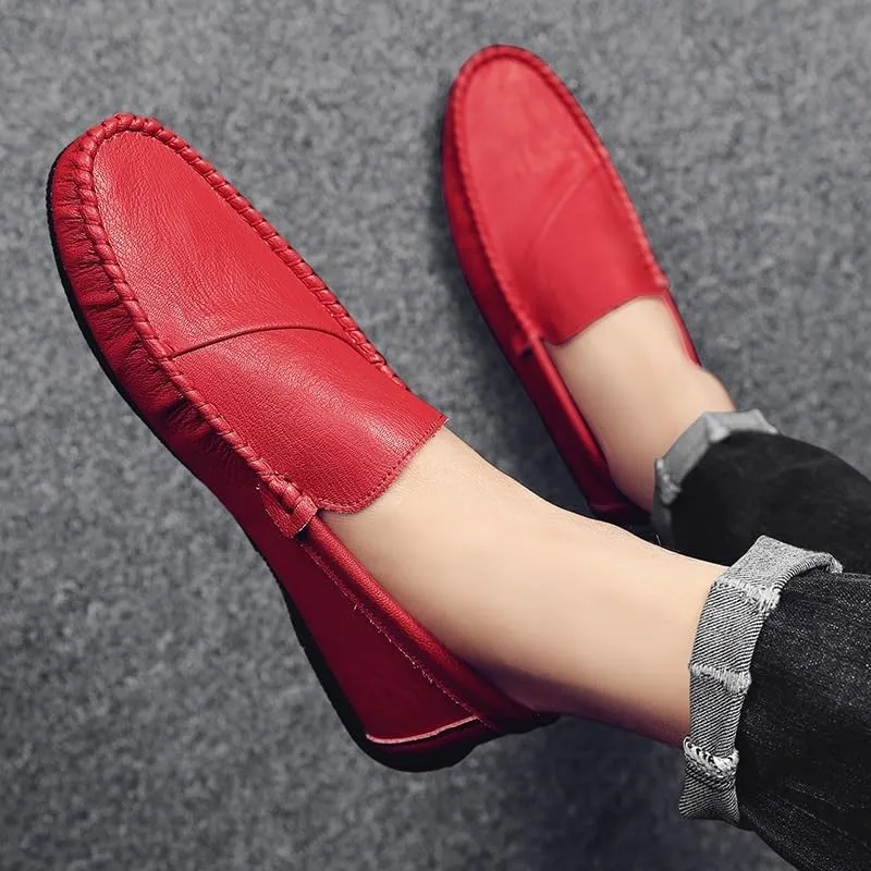 Loafers for Men Round Toe Vegan Leather Driving Style Loafer Anti-Slip Flexible Lightweight Wedding Slip-on