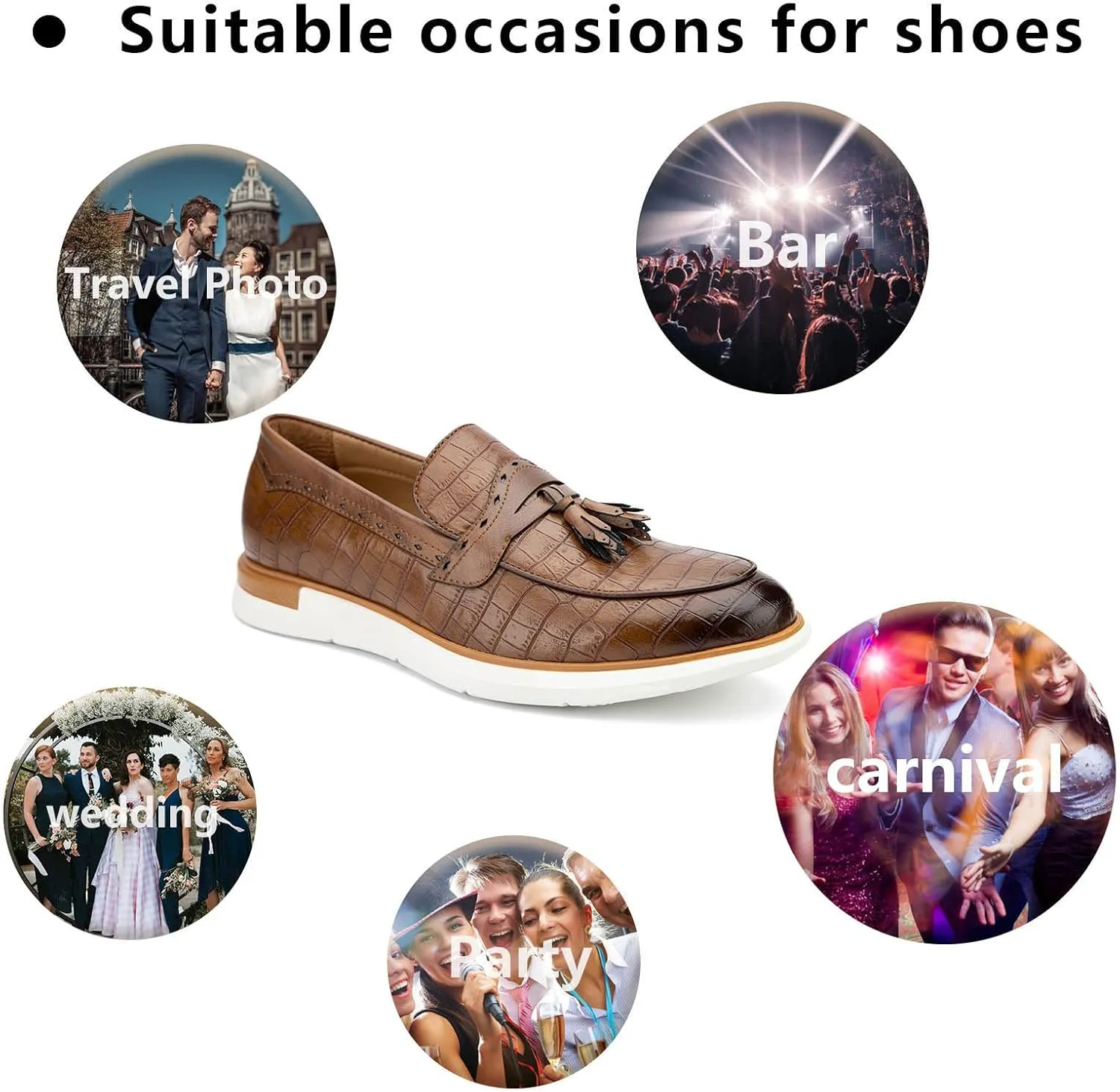 Meijiana Men's Classic Loafers Shoes Faux Leather Loafers Wedding Dress Shoes