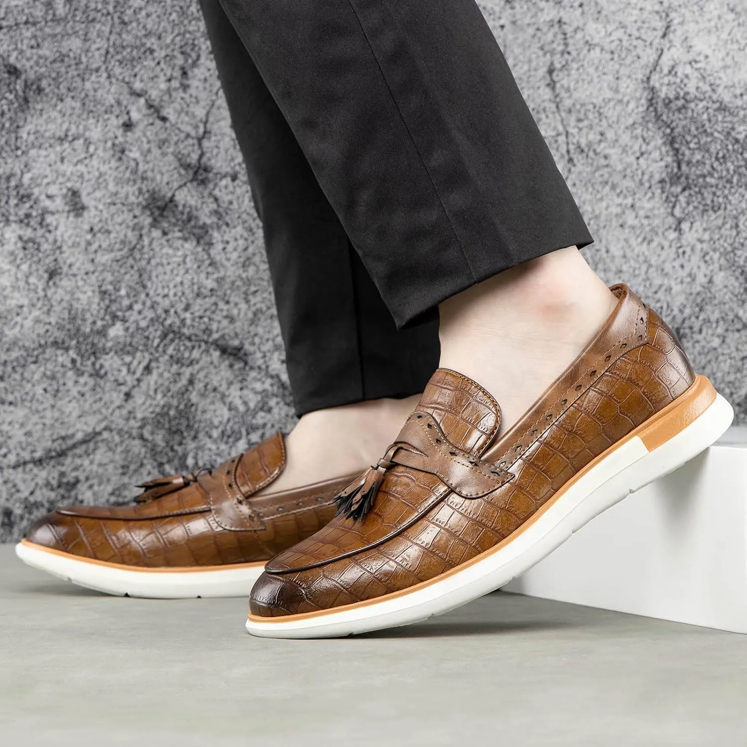 Meijiana Men's Classic Loafers Shoes Faux Leather Loafers Wedding Dress Shoes